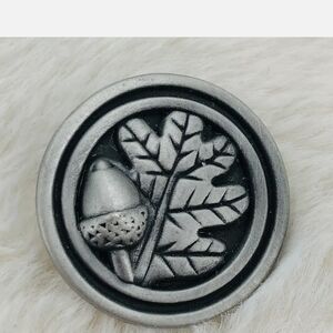 Vtg "BFD",Betsy Fields Design Oak Leaf Acorn Pewter Autumn Lapel Pin